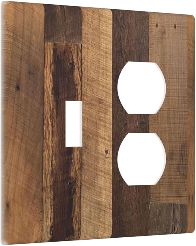 Wallplates Natural Wood Brown Wooden Planks 1 Toggle 1 Duplex Switch Plate Electrical Gfci Faceplate Decorative Light Switch Covers For Farmhouse Cabin Decor