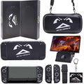 GUTIAL Accessories Bundle for Nintendo Switch OLED - Cute Kawaii NS OLED Accessories kit for Grils Boys Kids with Carrying Case, Cartoon Dockable Cover Case, Screen Protector, Stand - Black
