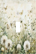 Light Switch Cover Plate Watercolor Butterflies Dandelions Wildflowers 1 Gang Single Toggle Decorative Switch Plates Wall Plates Electrical Faceplate for Bathroom Bedroom Decor