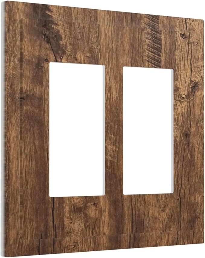 Rustic Old Wood Brown Crack Tree Tumor Print Decorative Outlet Covers 2 Gang Double GFCI Rocker Electrical Wall Panels Light Switch Cover Plate for Farmhouse Home Decor