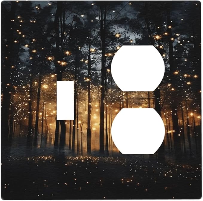 Whimsical Nature Enchanted Forest Landscape Wallplates 1 Toggle 1 Duplex Switch Plate Electrical GFCI Faceplate Decorative Light Switch Covers for Bedroom Living Room Decor