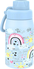 GOPPUS 15oz Kids Water Bottle with Spout Lid, Toddler Water Bottle, Stainless Steel Insulated Water Bottle, Leakproof, BPA Free, Suitable for Boys and Girls for School（Rainbow）
