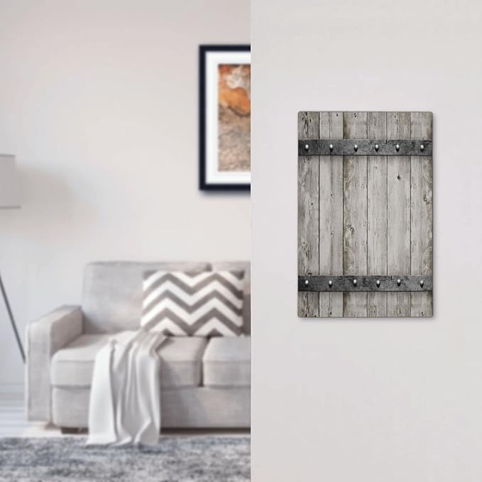 Farmhouse Grey Wood Barn Door Single Blank Wall Plates Decorative Light Switch Cover Barn Door Wood No Device Faceplate for Bathroom Bedroom Home （Plastic）