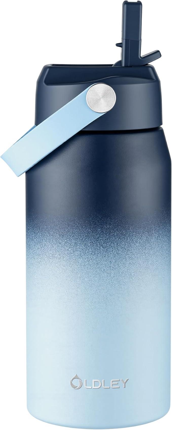 Oldley 18oz Insulated Water Bottle with Straw, Stainless Steel Water Bottle for Sports, Travel, School, BPA-Free Sports Bottles for Adult Kids, Leak-Proof, Blue Gradient