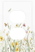 Colorful Wildflowers Dragonfly Butterfly Floral Outlet Covers 1 Gang Duplex Light Switch Cover Decorative Switch Plates Electrical Receptacle Faceplate Wall Plate for Bedroom Living Room Decor