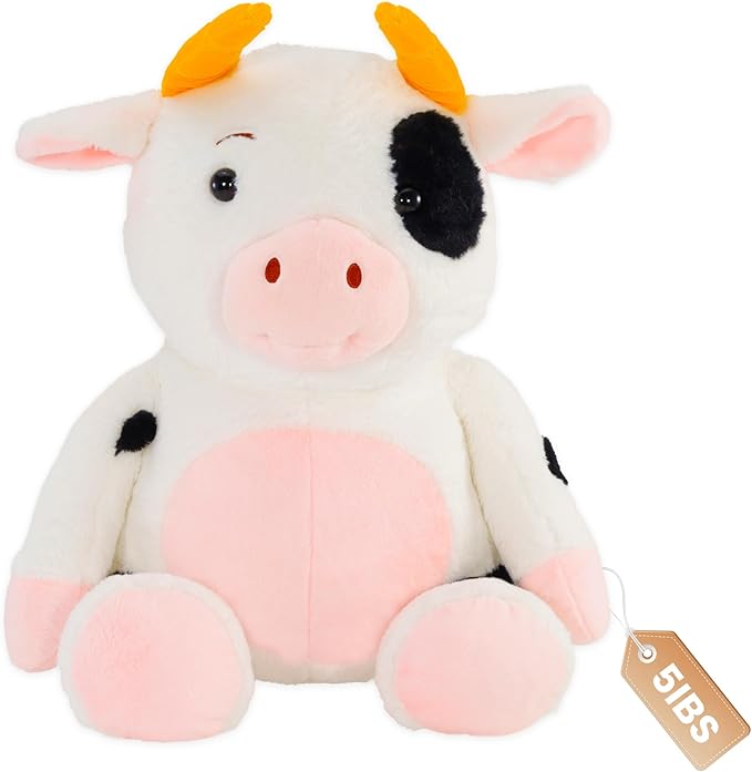 JOD® 27 inch 5 lbs Cow Weighted Stuffed Animals, Large Weighted Plush Toy – Cute Cow Plush Pillow, Soft Kawaii Weighted Plushie Gift for Kids & Adult (68CM)