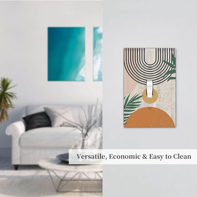 Orange Abstract Mid Century Modern Leaf Boho Bohemian Sun Minimalist Aesthetic Art 1 Gang Electrical Single Toggle Device Switch Wall Plate Jumbo Size Decorative Outlet Light Switch Face Plate Cover