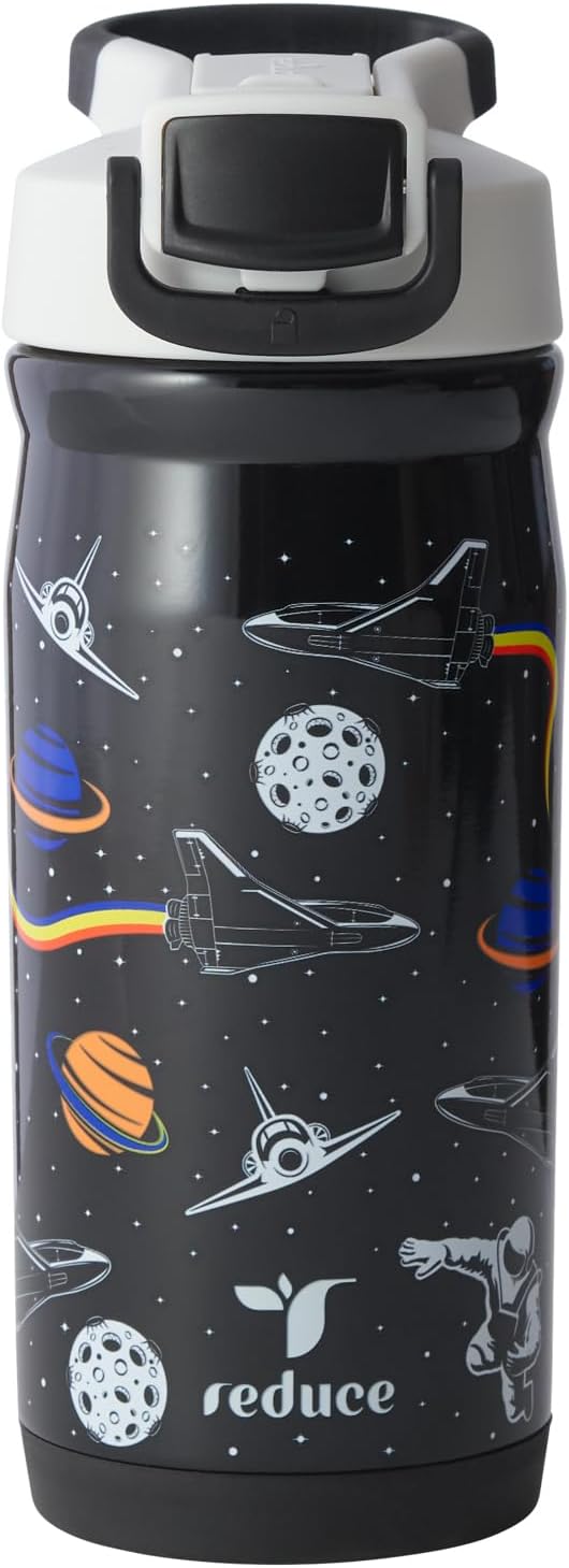 Reduce Hydrate Pro Kids 14oz Stainless Steel Insulated Water Bottle w/Straw – Spill Proof Tumbler for Kids – 30 Hour Cold Retention – Dishwasher Safe Leak-Proof Design - Galaxy