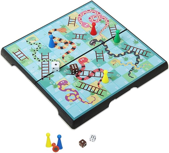 Mini Snakes and Ladders Board Game Set -7.9″, Magnetic Travel Board Game, Family Fun Toys/Gift for Kids