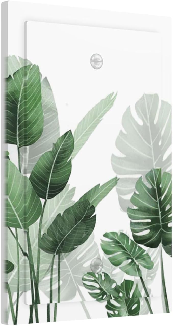 Light Switch Cover Plate Boho Tropical Plant Natural Palm Leaf 1 Gang No Device Blank Electrical Wall Plates Faceplate Decorative Switch Plate For Bed Room Living Room Decor