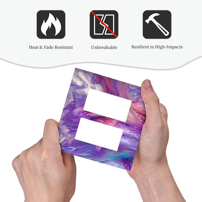 Liquid Marble Modern Abstract Texture Abstract Purple Paint Wall Art Decorative Outlet Covers 2 Gang Double Gfci Rocker Electrical Wall Panels Light Switch Cover Plate for Office Living Room