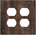 Brown Dark Wood Plank Rustic Vintage Print Outlet Covers 2 Gang Double Duplex Decorative Light Switch Covers Electrical Wallplates Socket Faceplate for Farmhouse Home Decor