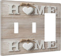 Farm Country Love Home Wood Print 3-Gang 2-Toggle 1-GFCI/Decorator Combination Light Switch Decorative Triple Combo Device Switches/Rocker Outlet Covers and Wall Plate