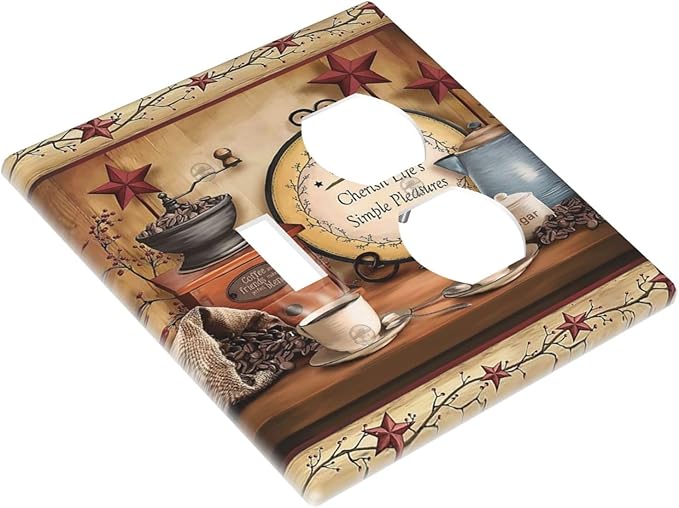 Texas Kitchen Coffee Restaurant Cafe 2-Gang 1-Toggle 1-Duplex Device Combination Wallplate Country Cottage Lodge Hotel Life One Toggle Switch and One Duplex Receptacle Outlet Combo Light Switch Cover