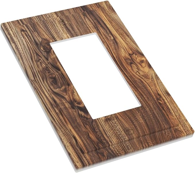 Distressed Wood Brown Wood Texture Decorative Outlet Covers 1 Gang Single Rocker Light Switch Cover Plate Wall Plates GFCI Faceplate for Farmhouse Home Decor