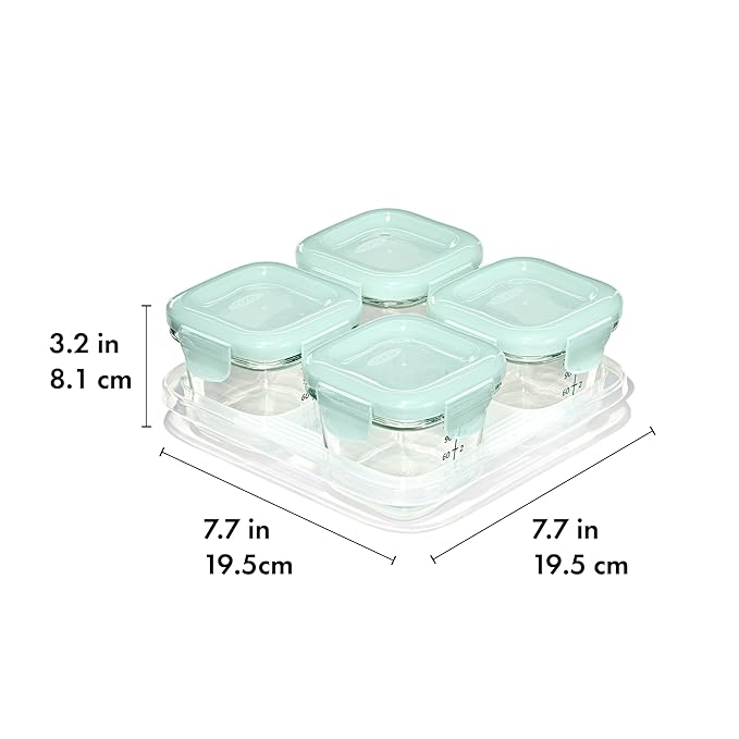 OXO Tot Glass Baby Blocks Food Storage Containers (4 oz) - Opal