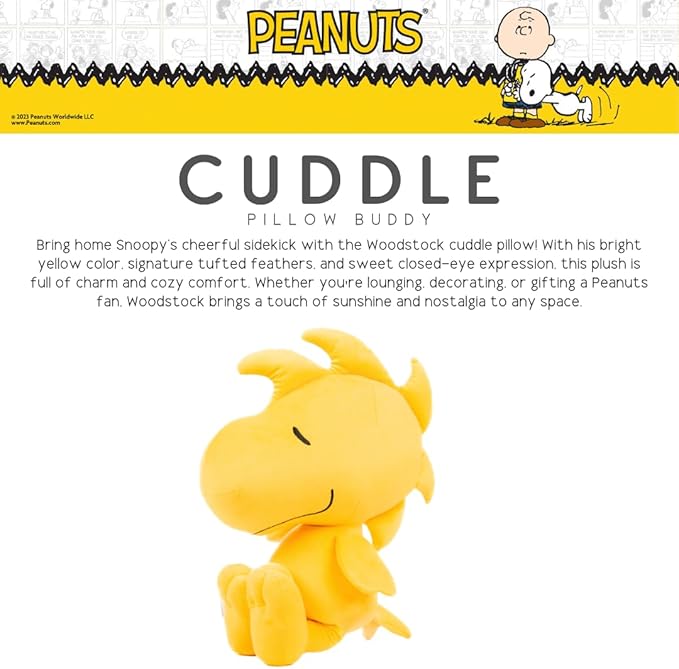 Peanuts Woodstock Plush Cuddly Cuddle Pillow, Super Soft & Cozy, 19" Tall, (Officially Licensed Product) by Franco Collectibles