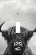 Highland Cow 1-Gang Toggle Light Switch Plate, Cute Farm Animal Decorative Wall Plate for Living Room