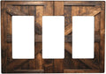 Decorative Outlet Covers Retro Brown Wood Barndoor 3 Gang Light Switch Cover Plate Triple Rocker Wall Plates for Electrical Outlets Switch Plate Covers for Farmhouse Home Decor