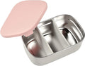 Beaba Stainless Steel Lunch Box, Kids Lunch Box with Silicone Lid, Bento Style Food Containers, Removable Silicone Dividers Make 1-3 Compartments, Rose