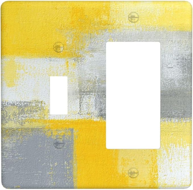 Light Switch Cover Retro Modern Gray Yellow Ombre Abstract Art 2 Gang Toggle Rocker Combo Socket Cover Wall Plates Decorative Switch Plates and Outlet Covers for Bathroom Bedroom Decor