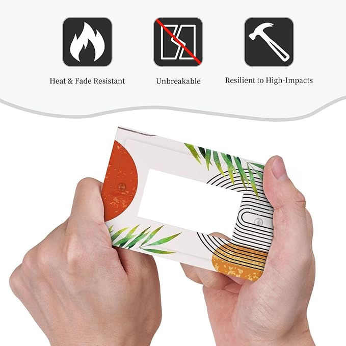 Abstract Boho Modern Mid Century Bohemian Sun 1-Gang Decorator Rocker Outlet Light Switch Cover Orange Minimalist Arch Leaf Decorative Single Device GFCI Receptacle Switch Wall Plate Dimmer Mid Size