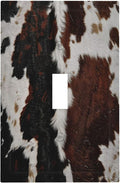 Cowhide Print Abstract Animal Fur Rustic Decorative Light Switch Cover 1 Gang Single Toggle Device Electrical Faceplate Switchplates Decorator Outlet Wall Plate for Farmhouse Home Decor