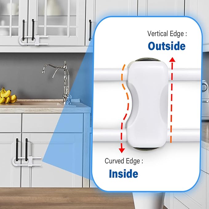 Baby Proofing Cabinets,Cabinet Locks for Babies,12 Pack U-Shaped Child Locks for Cabinets, Child Proof Cabinet Latches,Child Safety Cabinet Locks with Adjustable by SPISPI (White)