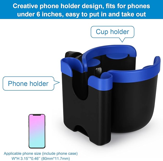 Accmor Stroller Cup Holder with Phone Holder, Bike Cup Holder, Universal Cup Holder for Uppababy Nuna Doona Strollers, 2-in-1 Cup Phone Holder for Stroller Bike Accessory