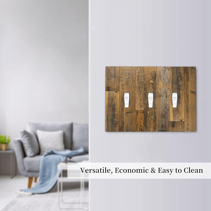 Brown Wood Vintage Rustic Old Board Decorative Switch Plates 3 Gang Wall Plate Triple Toggle Light Switch Cover Faceplate Electrical Wall Panels for Farmhouse Home Decor