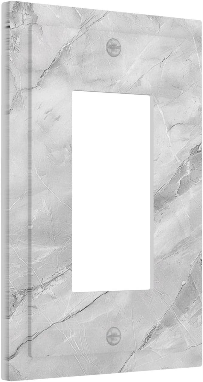 Decorative Outlet Covers Gray Marble Pattern 1 Gang Single Rocker Light Switch Cover Plate GFCI Wall Plates Electrical Switch Plate Cover for Home Farmhouse Decor