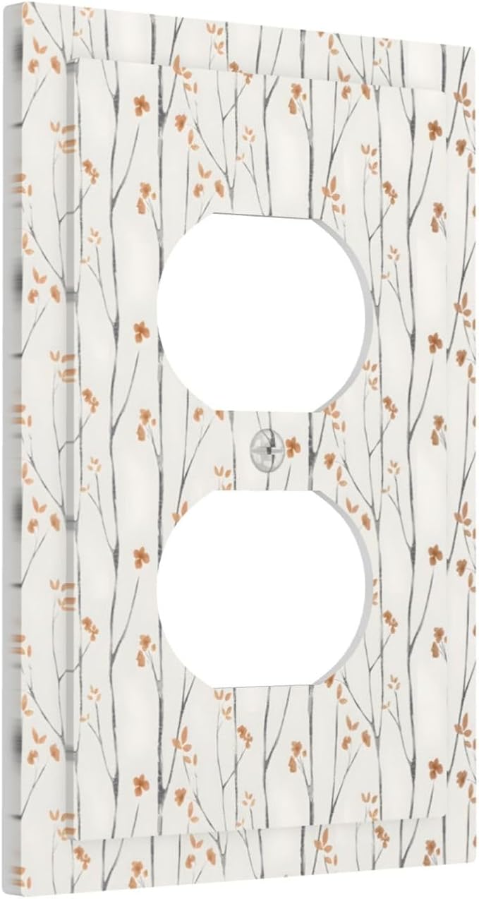 Boho Floral Watercolor Tree Branch Flower Minimalist Outlet Covers 1 Gang Duplex Light Switch Cover Decorative Switch Plates Electrical Receptacle Faceplate Wall Plate for Bedroom Living Room Decor
