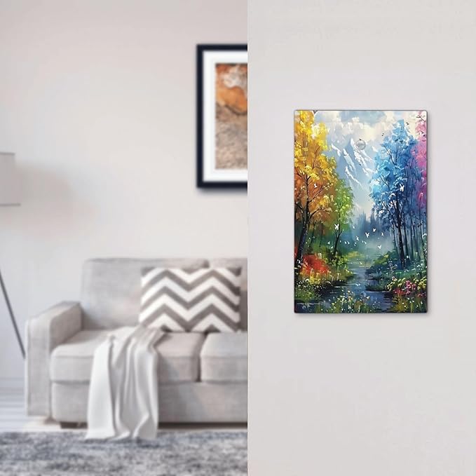 Colorful Forest Snow Mountain River Oil Painting Style Light Switch Cover Plate 1 Gang No Device Blank Electrical Wall Plates Faceplate Decorative Switch Plate Covers for Bedroom Living Room Decor
