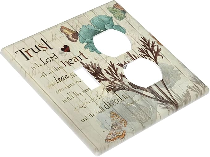 Rustic Elegant Teal Tulip Bible Inspirational Quote Wallplates 1 Toggle 1 Duplex Switch Plate Electrical GFCI Faceplate Decorative Light Switch Covers for Farmhouse Bedroom Decor