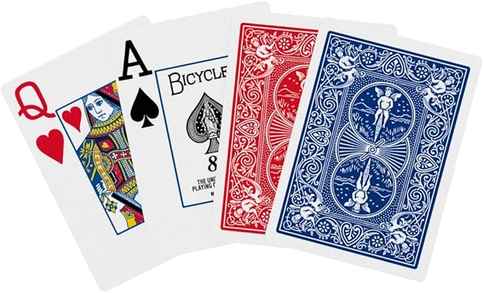 Bicycle Jumbo Index Playing Cards, 12 Pack Bulk Set of Large Print Poker Size Cards, Red & Blue Backs, for Easy Reading, Family Card Games, Classrooms, and Casino Play