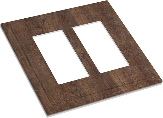 Decorative Outlet Covers Rustic Vintage Wood Grain Brown 2 Gang Double GFCI Rocker Electrical Wall Panels Light Switch Cover Plate for Farmhouse Cabin Decor