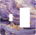 Abstract Purple Gold Marble Texure Luxurious Outlet Covers 1 Toggle 1 Rocker Combination Decorative Wall Plate Electrical Switch Plates Light Switch Cover Plate for Bathroom Living Room Decor