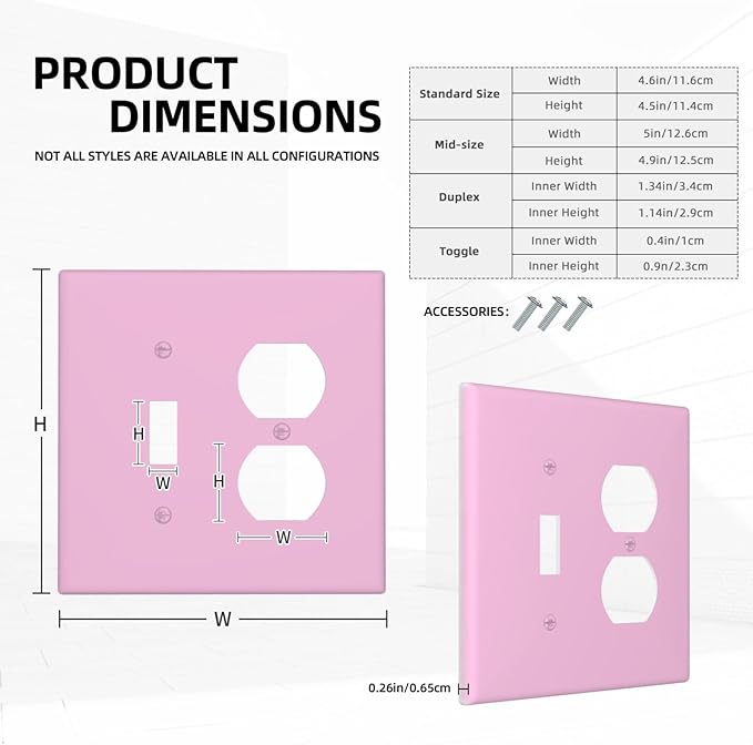Decorative Solid Purple 2 Gang Single Toggle/Duplex Combo Outlet Light Switch Cover, Elegant Lavender Purple Combination 1-Toggle 1-Decorator Receptacle Combination Face Wall Plate Cover