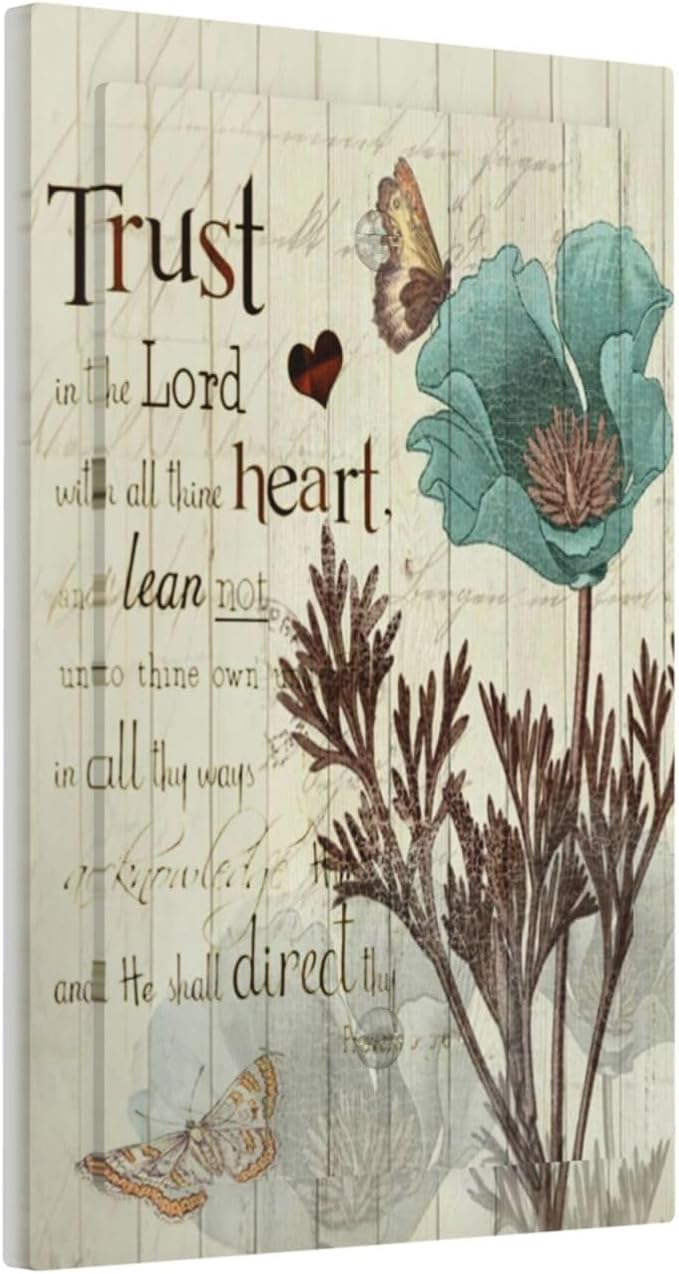 Rustic Elegant Teal Tulip Bible Inspirational Quote Light Switch Cover Plate 1 Gang No Device Blank Electrical Wall Plates Faceplate Decorative Switch Plate Covers for Farmhouse Bedroom Decor