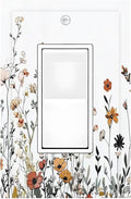 Decorative Outlet Covers Spring Floral Pink Wildflower Leaves Plants 1 Gang Single Rocker Light Switch Cover Plate Wall Plates Gfci Faceplate For Home Bed Room Decor