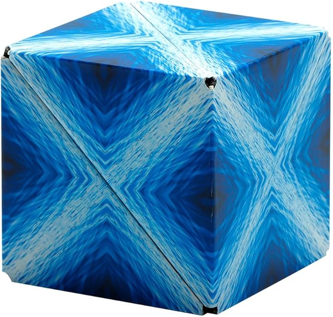 Shashibo Shape Shifting Box - Award-Winning STEM Fidget Toy with Ultra Strong Magnets - Puzzle Cube Transforms Into 100+ Shapes, Perfect Sensory Gift for Kids, Teens, and Adults (Blue Planet)