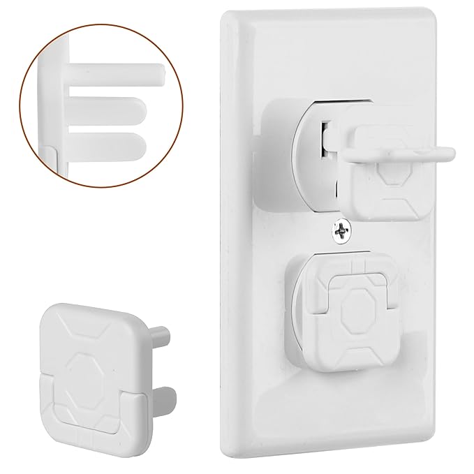 Bates- Electrical Outlet Covers Baby Proofing, 40 Pack, White, 3 Prongs & Hidden U Ring Design, Outlet Plug Covers Baby Proofing