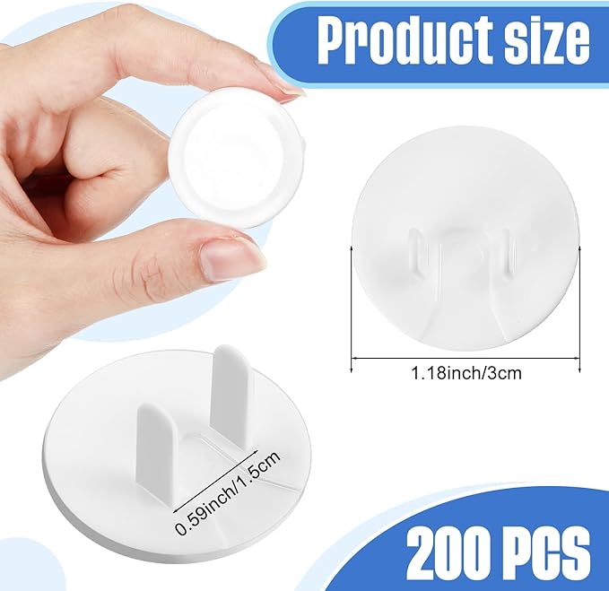 Thyle 200 Pcs Baby Proofing Outlet Covers Bulk Improved Grip Socket Guards for Child Safety Standard Universal Electrical Plug Protectors for Home Office Daycare (White)