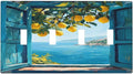 Window View Coastal Lemon Tree Mediterranean Landscape Light Switch Covers Quad Toggle Electrical Faceplate 4 Gang Wall Plate Decorative Switch Plates Cover for Bedroom Living Room Decor