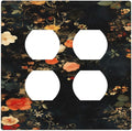 Vintage Orange Pink Black Roses Floral Flower Outlet Covers 2 Gang Double Duplex Decorative Light Switch Covers Electrical Wallplates Socket Faceplate for Farmhouse Bedroom Decor