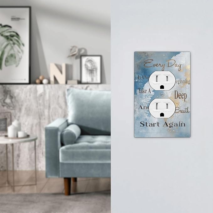 Decorative Outlet Covers Motivational Quotes Blue Abstract Texture 1 Gang Duplex Light Switch Cover Plate Unique Wall Plates for Electrical Outlets Switch Plate Covers for Home Decor