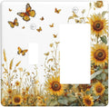 Sunflower Gold Wildflowers Summer Butterfly Outlet Covers 1 Toggle 1 Rocker Combination Decorative Wall Plate Electrical Switch Plates Light Switch Cover Plate for Bedroom Living Room Decor
