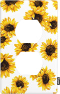 Sunflower Outlet Cover, Yellow Floral White Farmhouse Sunflowers 1-Gang Duplex Receptacle Wall Plate 4.5 x 2.76 Inch for Country Home Decor