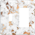 Lexury White Red Golden Marble 2 Gang Single Toggle/Rocker Combination Light Switch Cover Decorative Wall Plate Cover Electrical Faceplate Art Oil Painting Decor