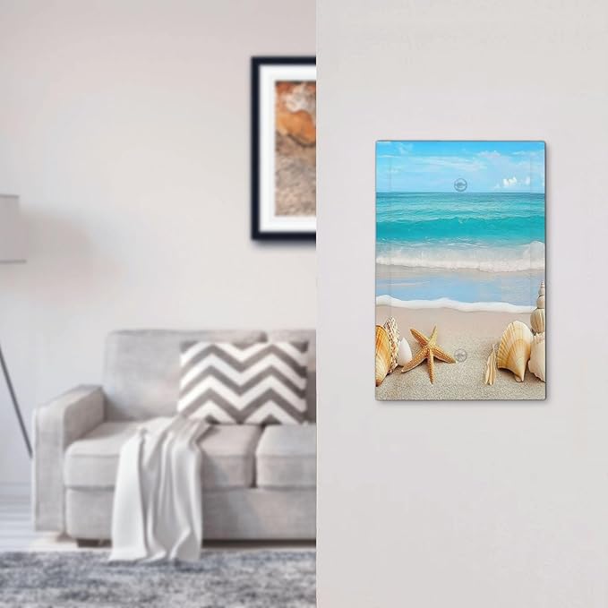 Light Switch Cover Plate Seashells Beach Starfish Scallop 1 Gang No Device Blank Electrical Wall Plates Faceplate Decorative Switch Plate For Bathroom Home Decor